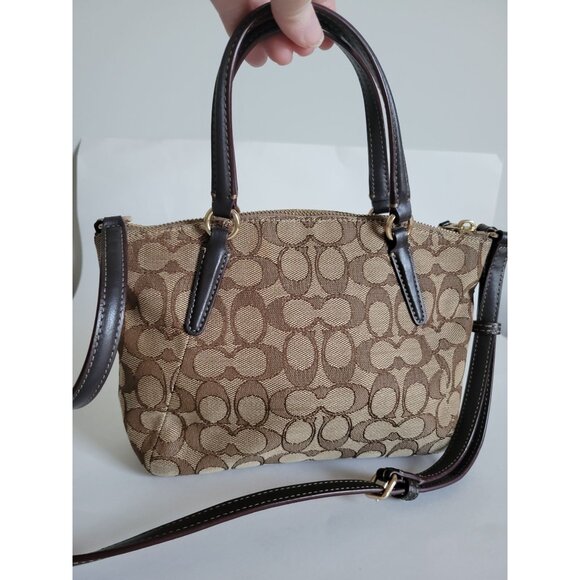 Coach Mini Kelsey Satchel Signature C shoulder bag canvas leather brown F57830 - Picture 4 of 8